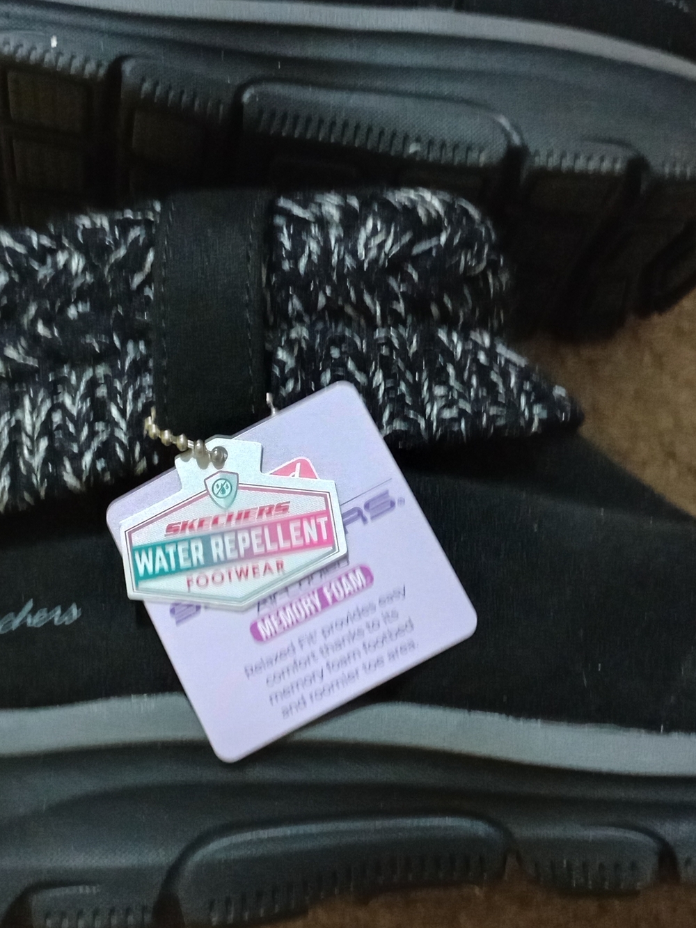 Skechers Black Knit Slip-On Water Repellent Shoe